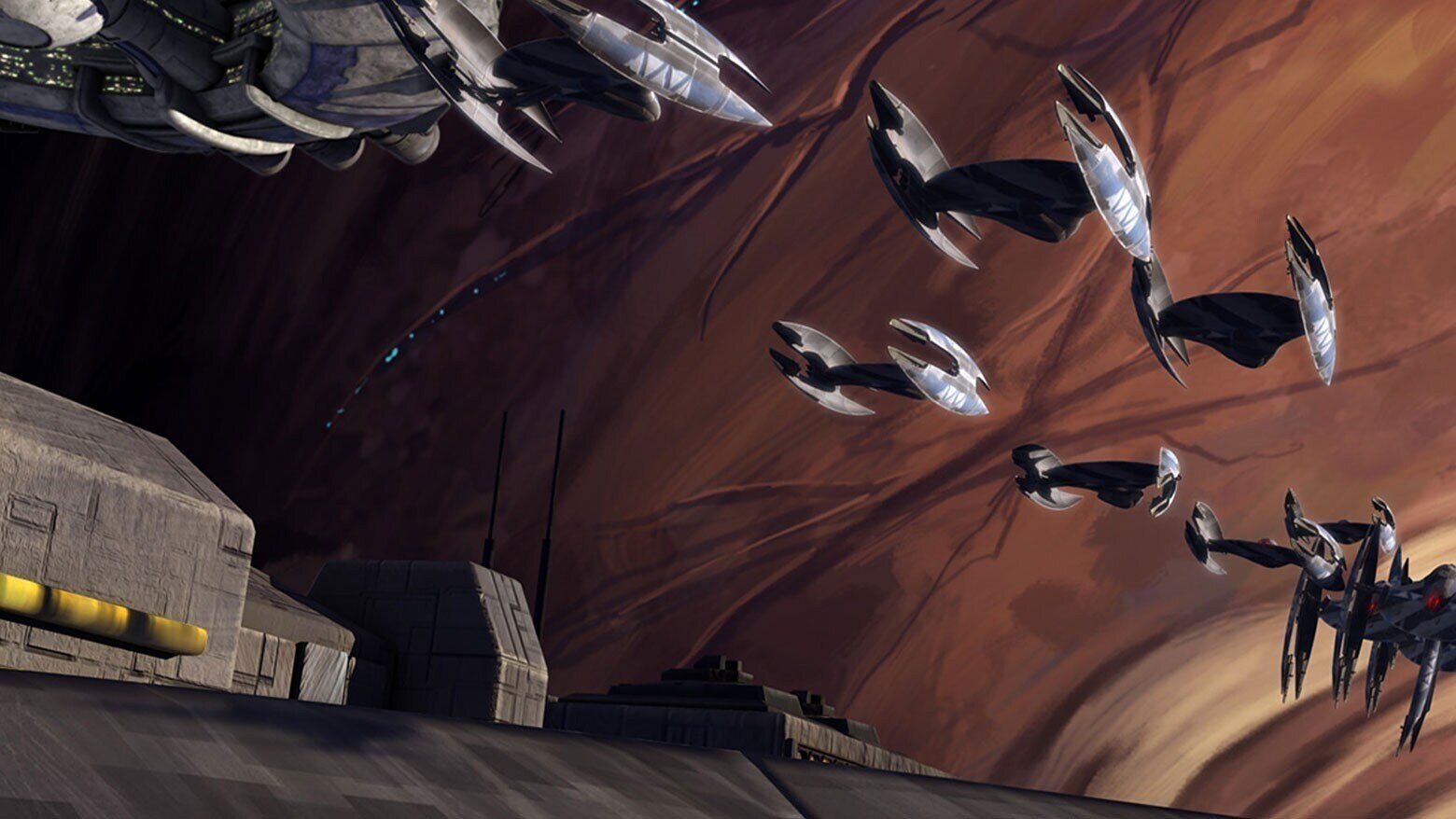 Planet Ryloth subjected to military occupation by the droid army of the Separatists in The Clone Wars