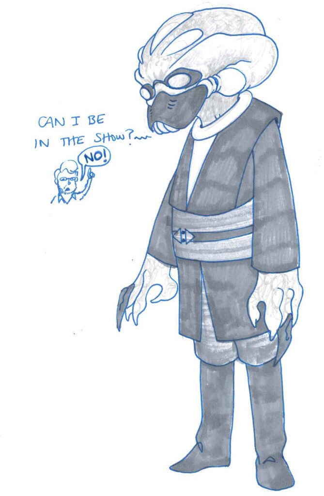 A concept sketch of a baby Plo Koon by Clone Wars showrunner Dave Filoni.