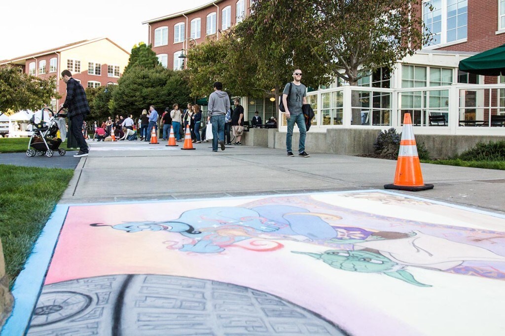 The contest attracted employees and local pedestrians to the illustrated sidewalks at LDAC