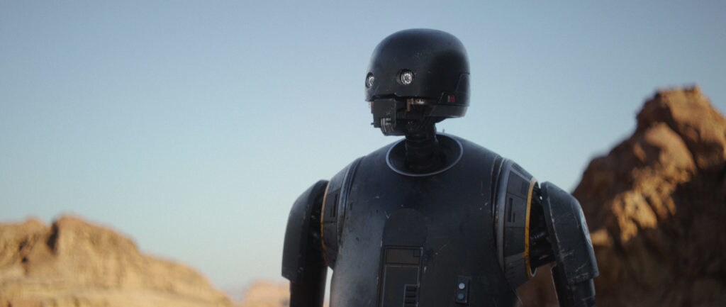 K-2SO, a reprogrammed Imperial security droid from Rogue One: A Star Wars Story.