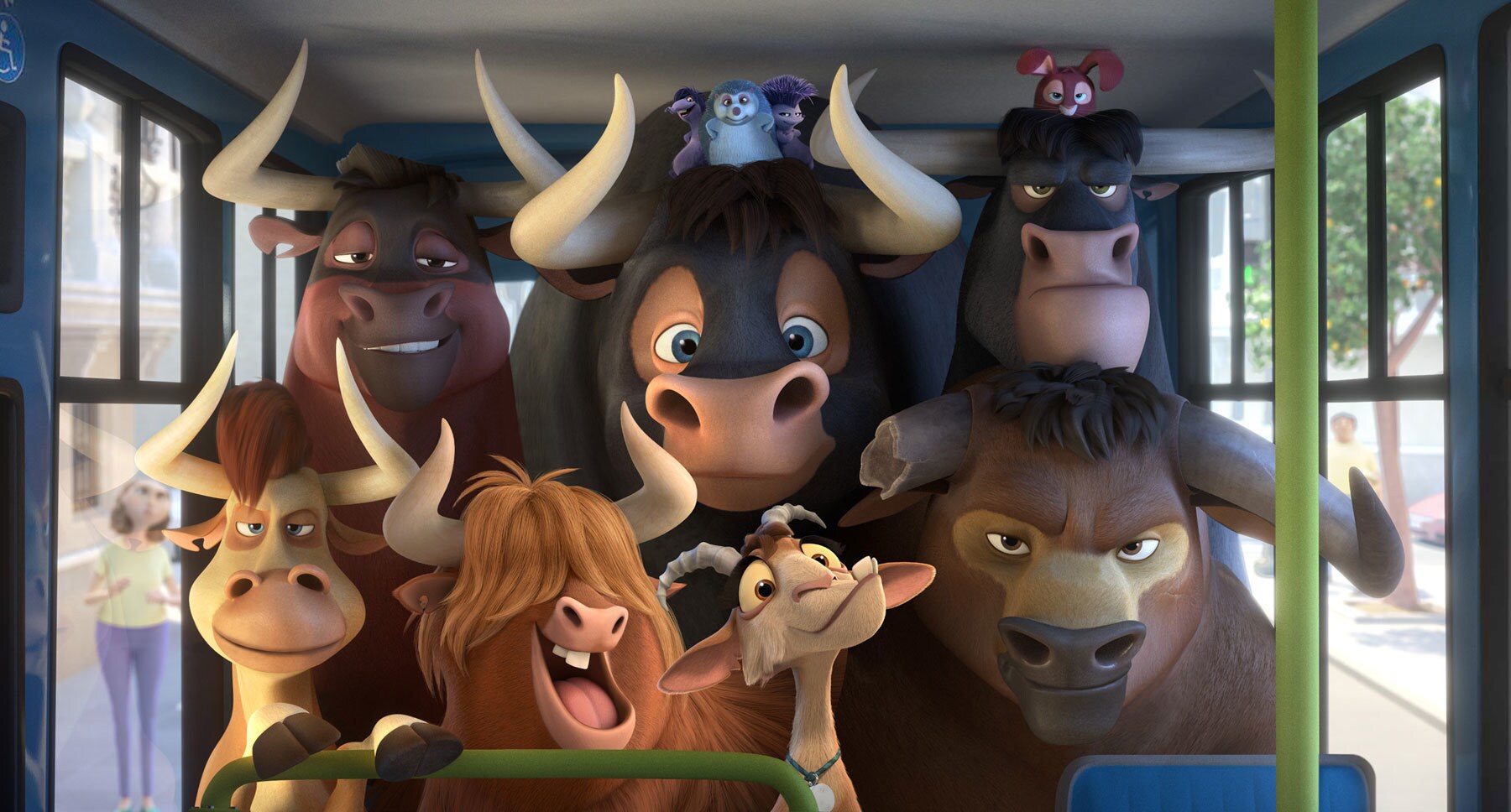 Actors Anthony Anderson, Bobby Cannavale, Gabriel Iglesias, Kate McKinnon, Tim Nordquist, David Tennant, John Cena, Peyton Manning, Cindy Slattery, Gina Rodriguez, and Daveed Diggs as their animated characters in the movie "Ferdinand"
