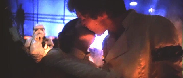 Princess Leia kisses Han Solo