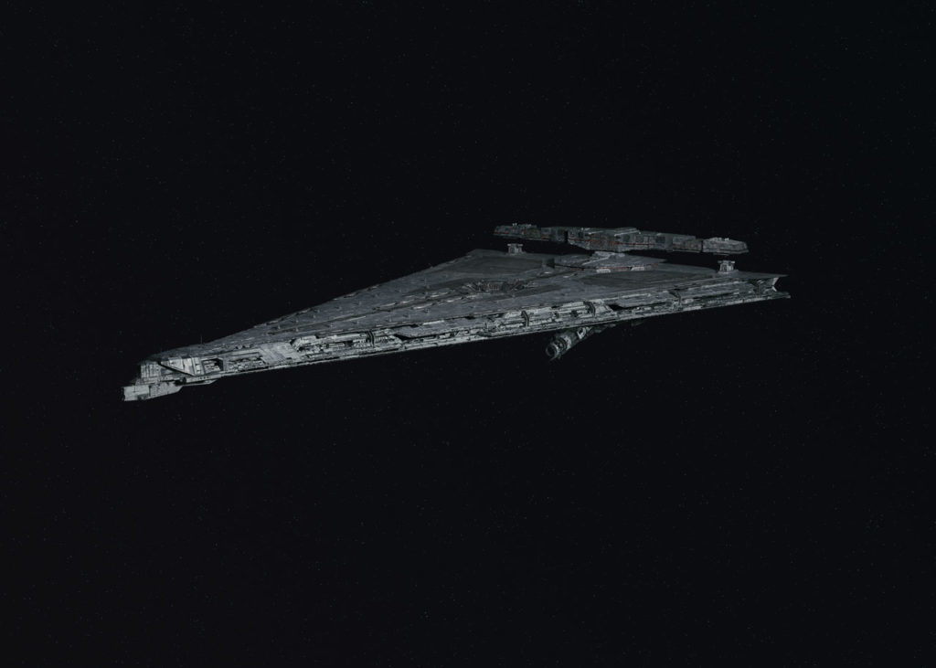 The Dreadnought warship, known as The Fulminatrix from Star Wars: The Last Jedi.