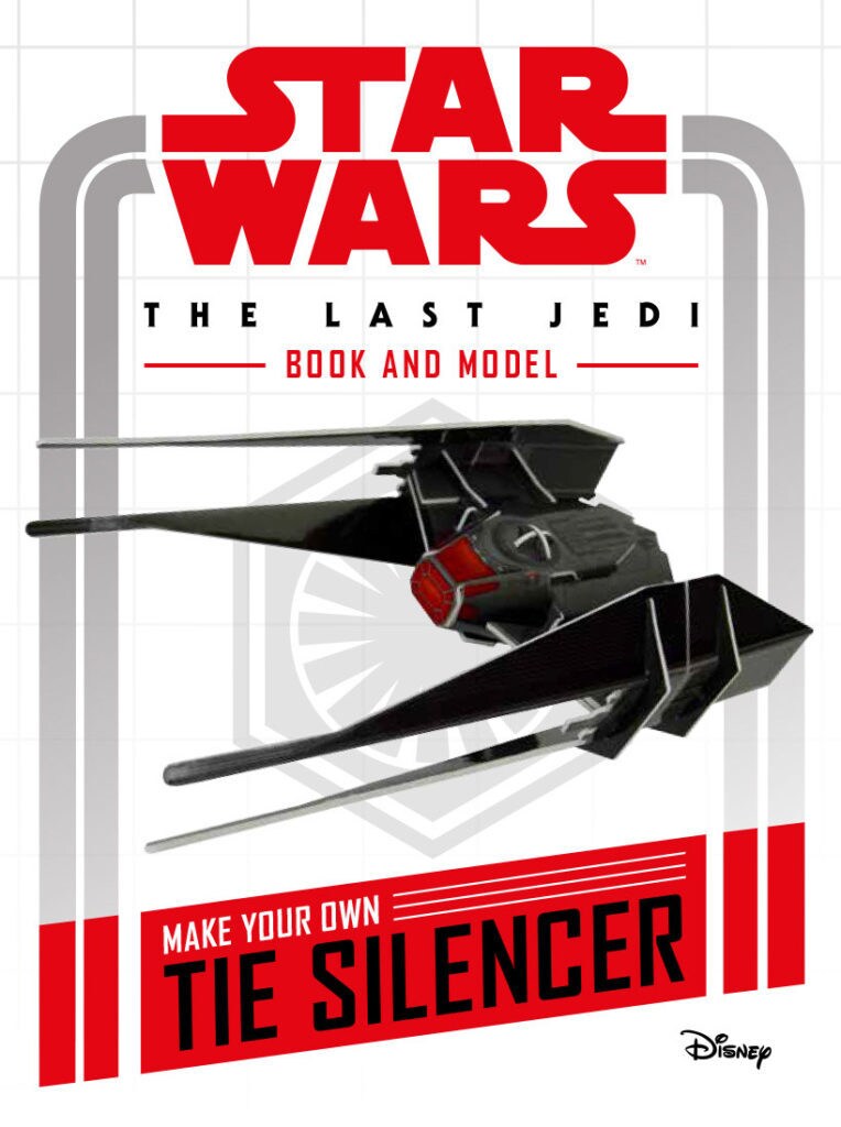 A TIE Silencer on the cover of the book Star Wars: The Last Jedi Book and Model: Make Your Own Tie Silencer.