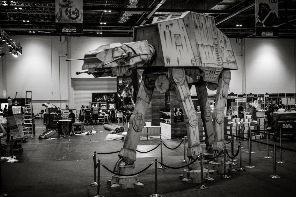 A large fan made replica of an AT-AT at Star Wars Celebration Orlando.
