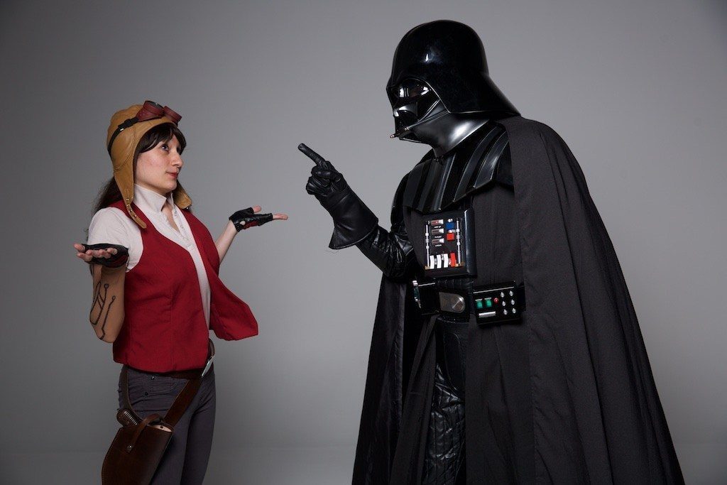 Doctor Aphra cosplayer with Darth Vader.