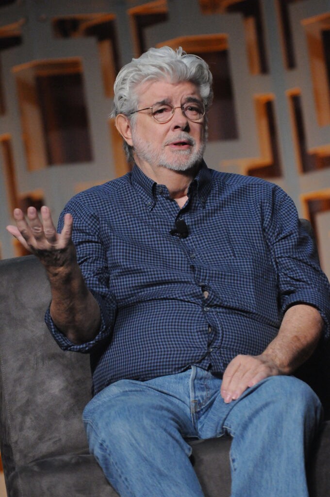 George Lucas on stage at Star Wars Celebration Orlando's 40 Years of Star Wars panel.