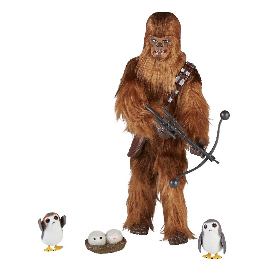 A Hasbro Chewbacca and Porgs action figure set.