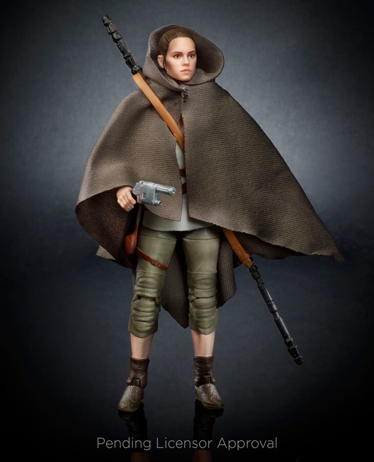 A Hasbro Star Wars Black Series 6-inch figure of Rey.