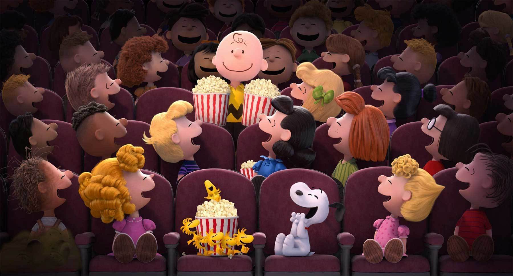 Charlie Brown, Snoopy and the rest of the Peanuts gang from "The Peanuts Movie" at the movie theater