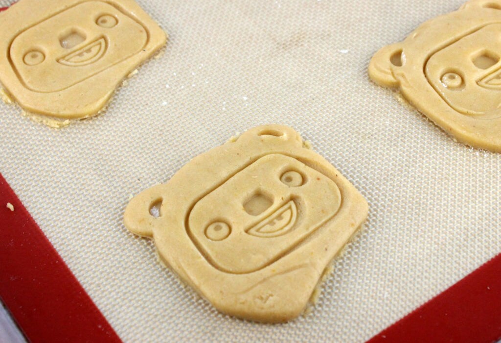 Using the cookie cutter for Pumpkin Spice Ewok Cookies.