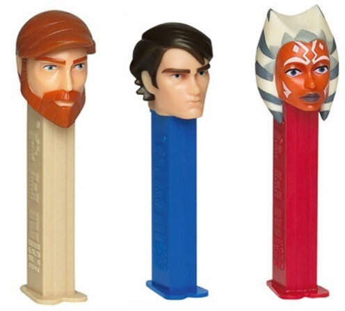 Obi-Wan, Anakin, and Ahsoka Pez dispensers.