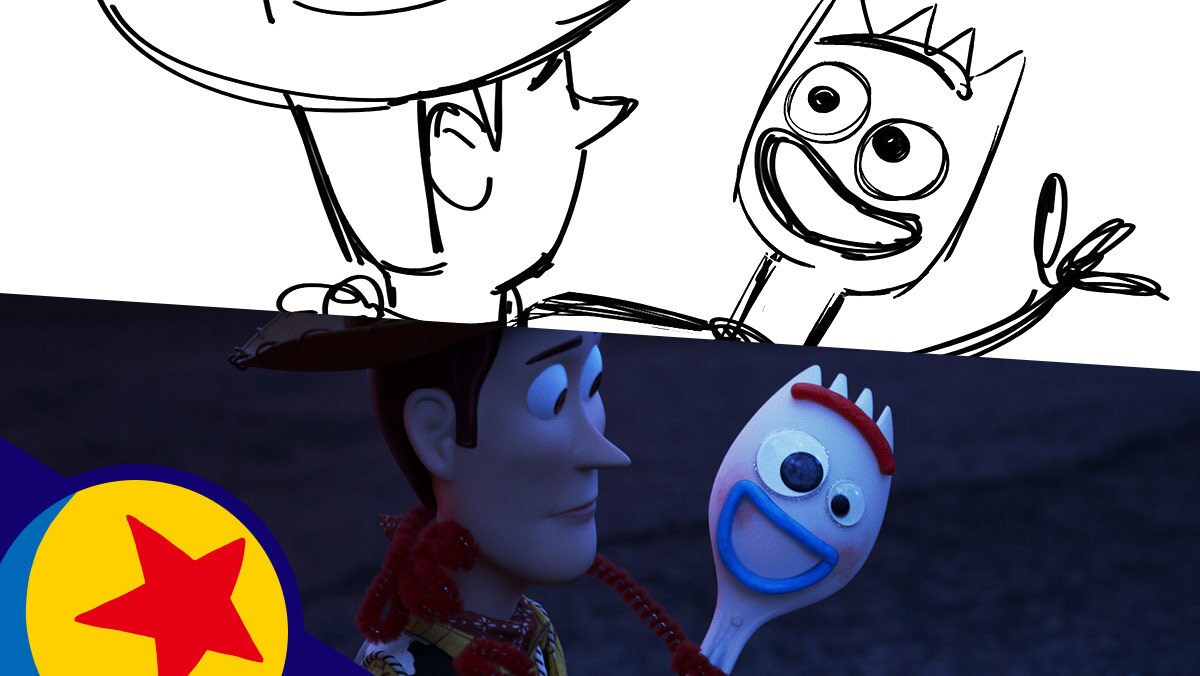 Toy Story 4 Woody's Heart-to-Heart with Forky | Pixar Side By Side