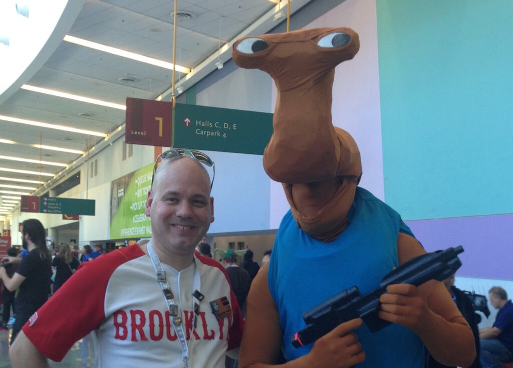 Jason Fry with a Hammerhead cosplayer at Star Wars Celebration.