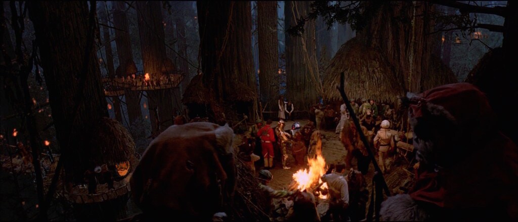 Ewoks celebrate on Endor