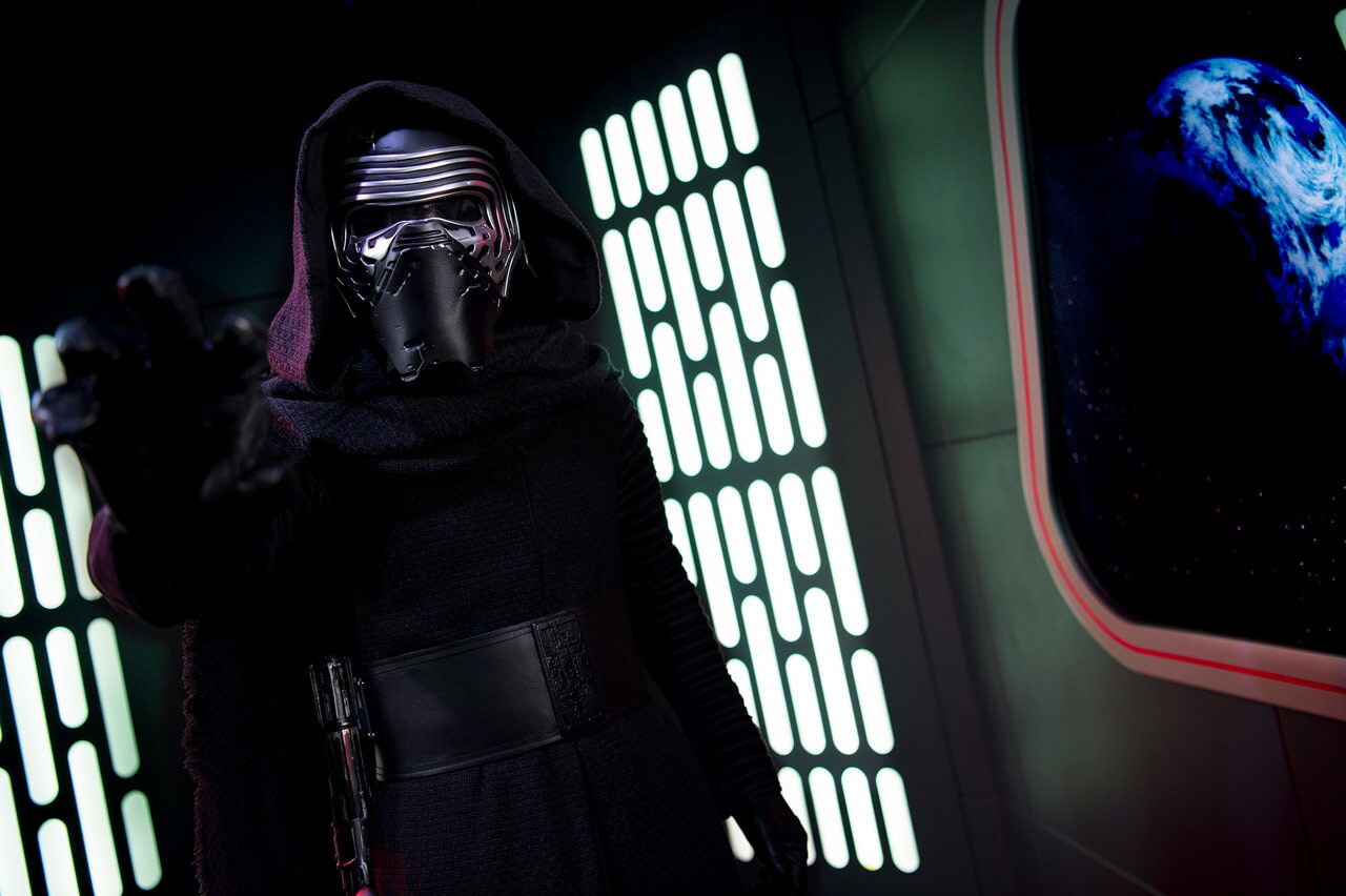 Kylo Ren reaches out with his hand at The Star Wars Launch Bay attraction at Disney's Hollywood Studios.