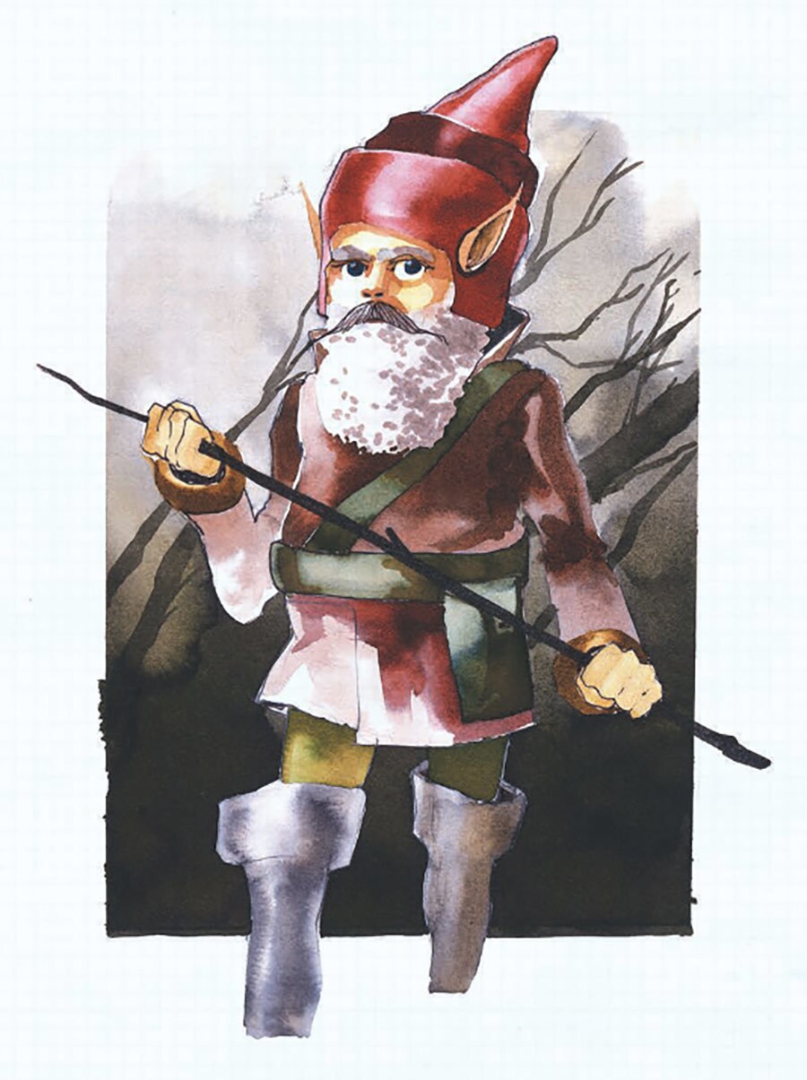Early concept art of a gnome version of Yoda.