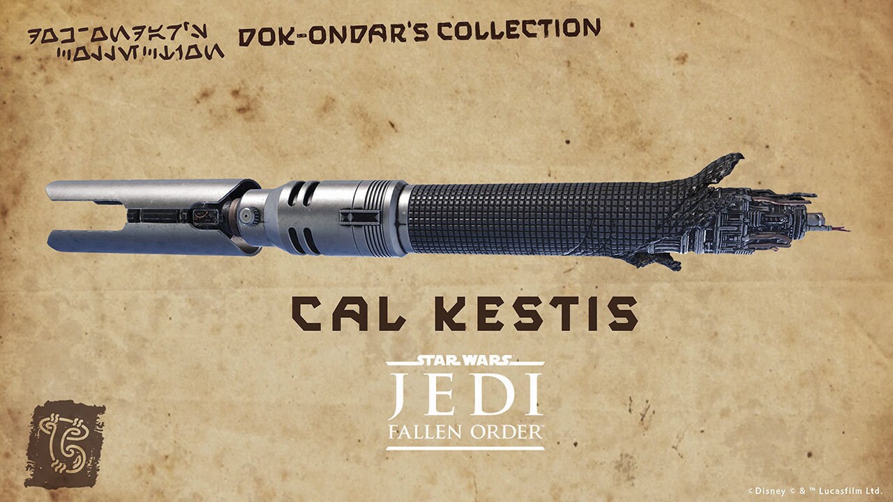 Cal’s lightsaber found inside Dok Ondar’s Den of Antiquities.