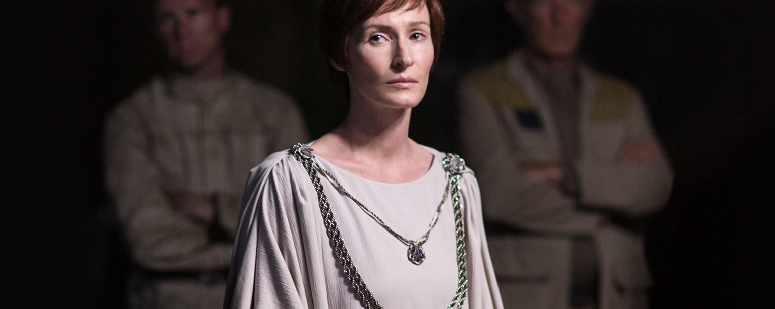 Mon Mothma in a scene from Rogue One.