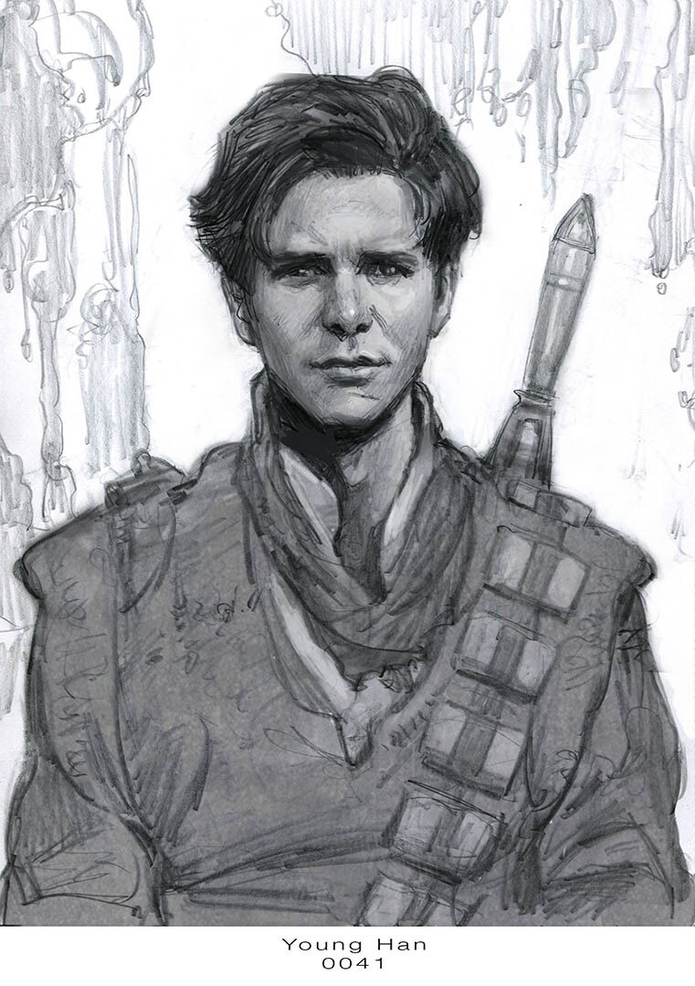 A concept sketch of Han Solo as a young man.