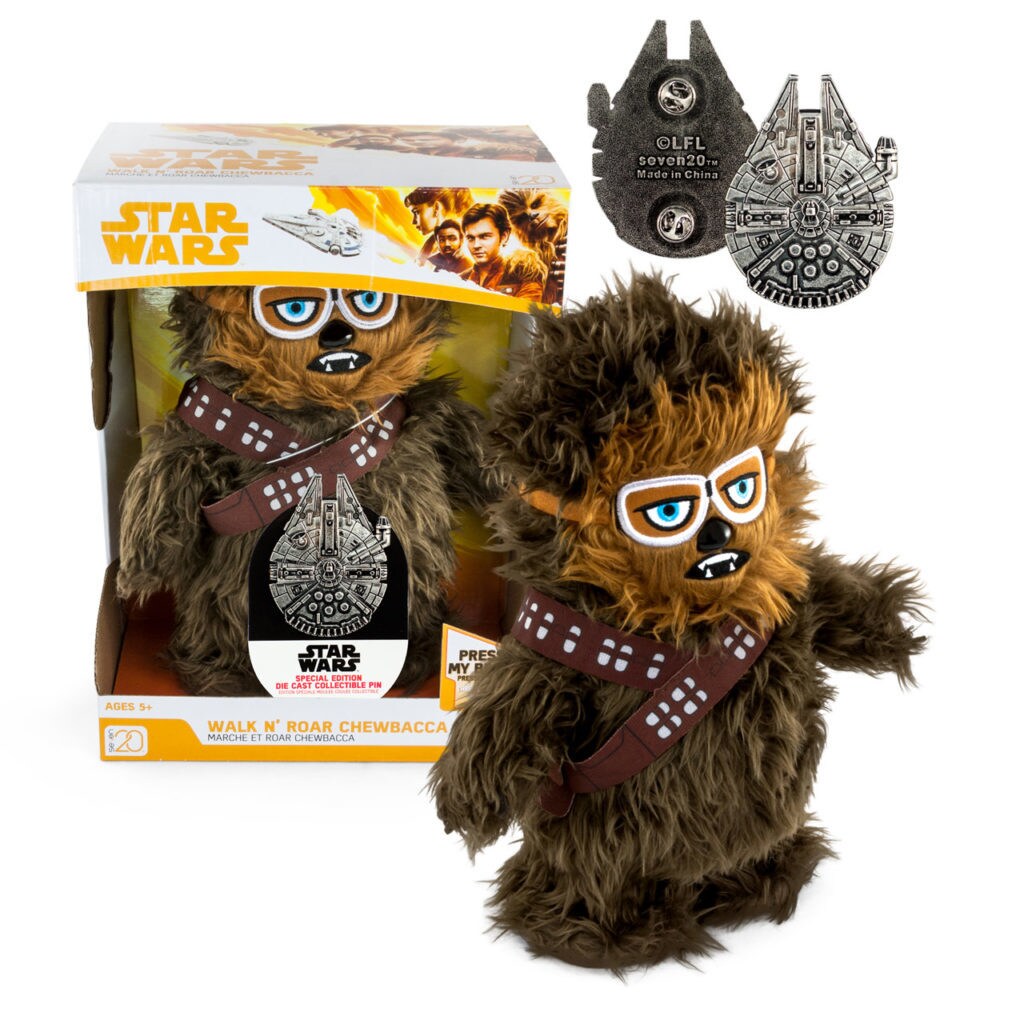 Walk-N-Roar Chewbacca Plush with Collectible Millennium Falcon Pin - Star Wars Celebration Chicago exclusive.