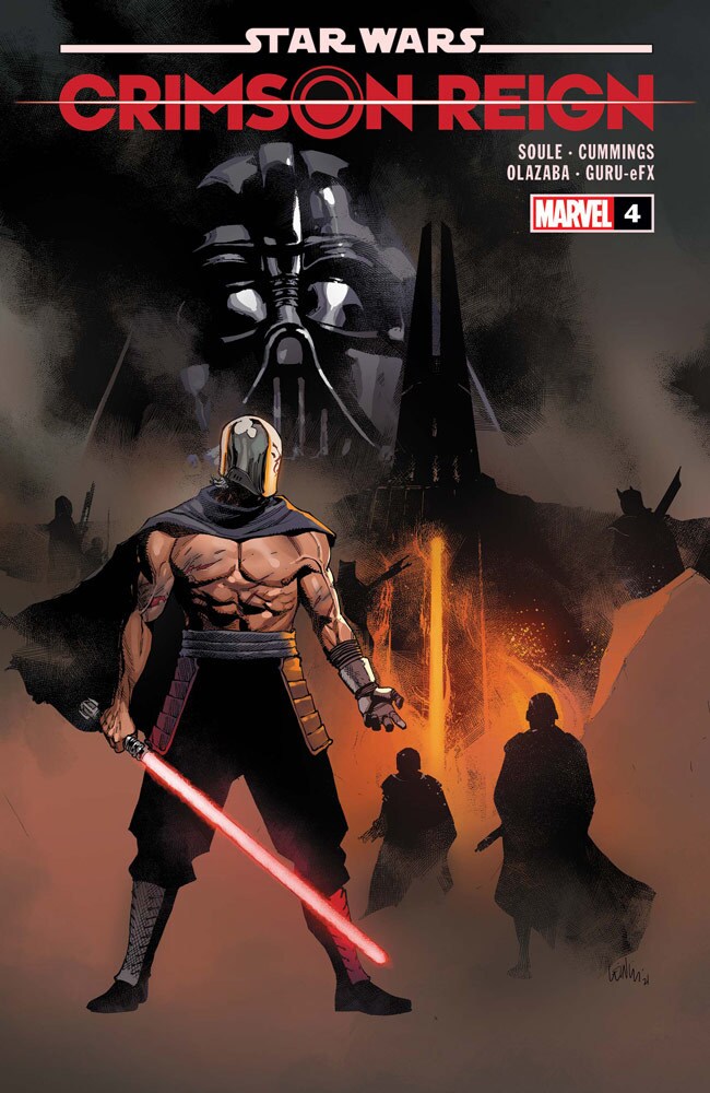 Marvel's Star Wars: Crimson Reign #4 cover, featuring the Knigjts of Ren and an imposing Darth Vader on Mustafar.