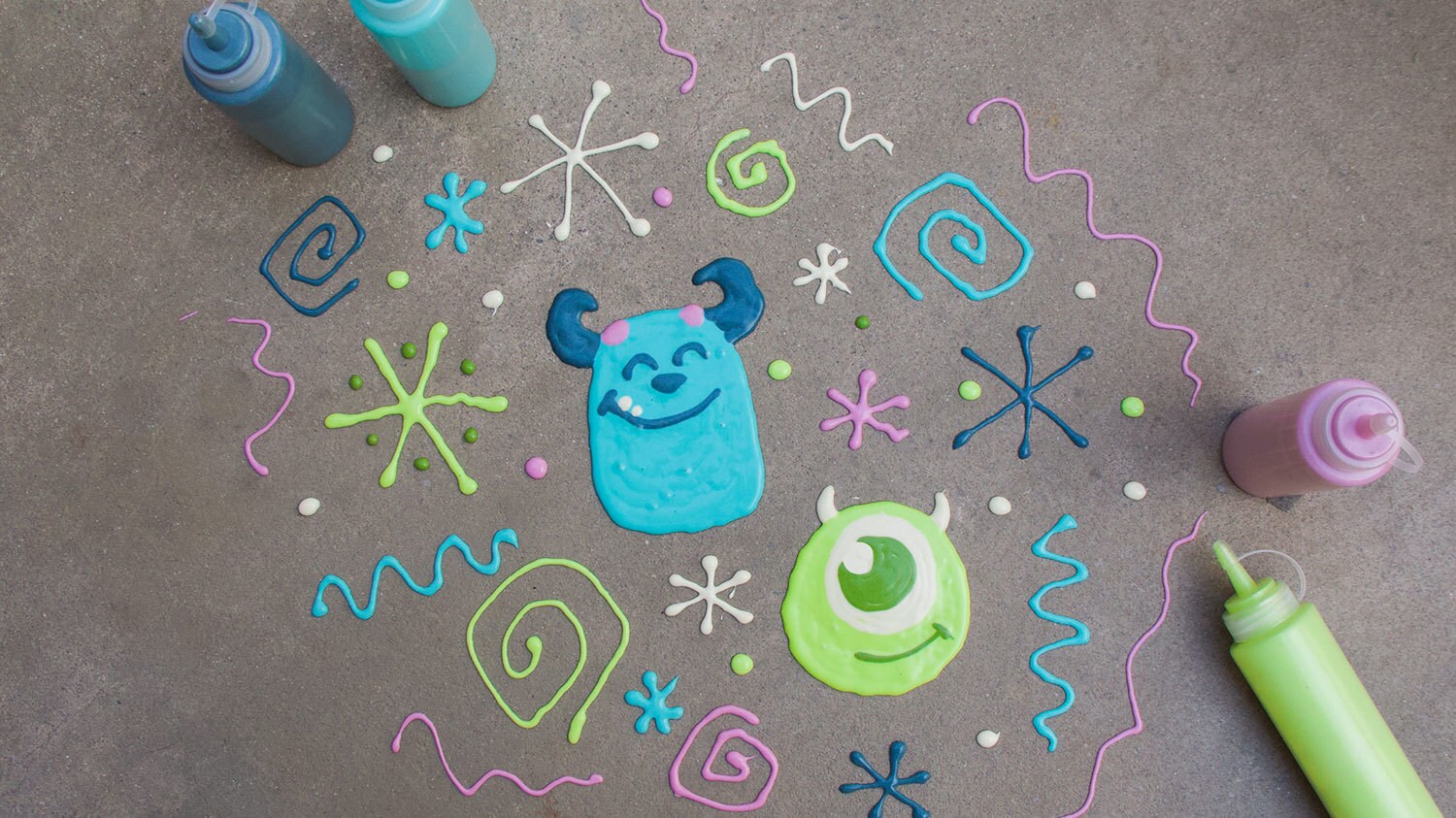 How to Make Your Own Mike & Sulley Sidewalk Art