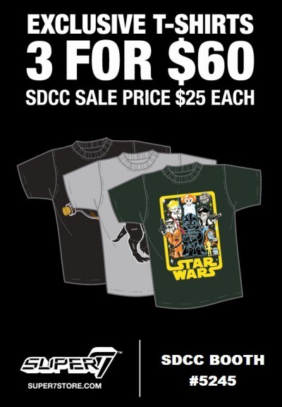 Star Wars t-shirts advertisement from Super7 at San Diego Comic-Con 2013.