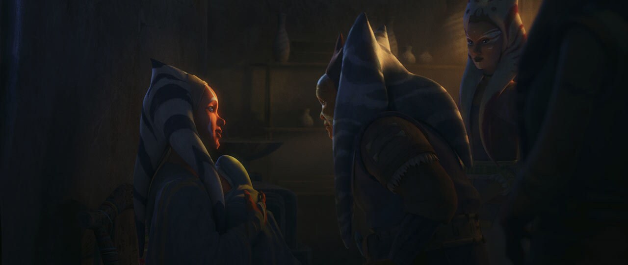 A scene from Tales of the Jedi with Ahsoka's family