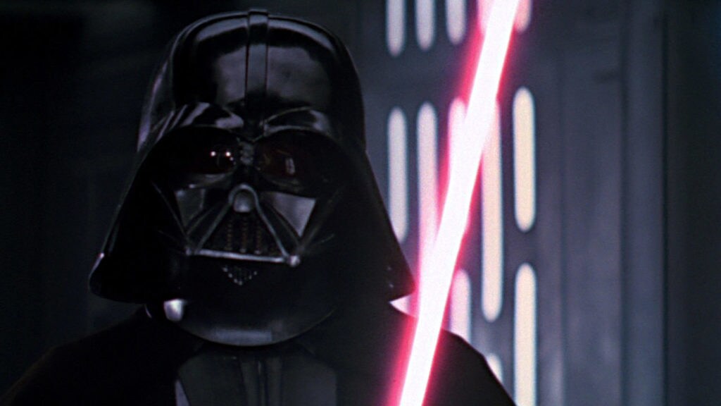 Darth Vader wields his lightsaber on board the Death Star.