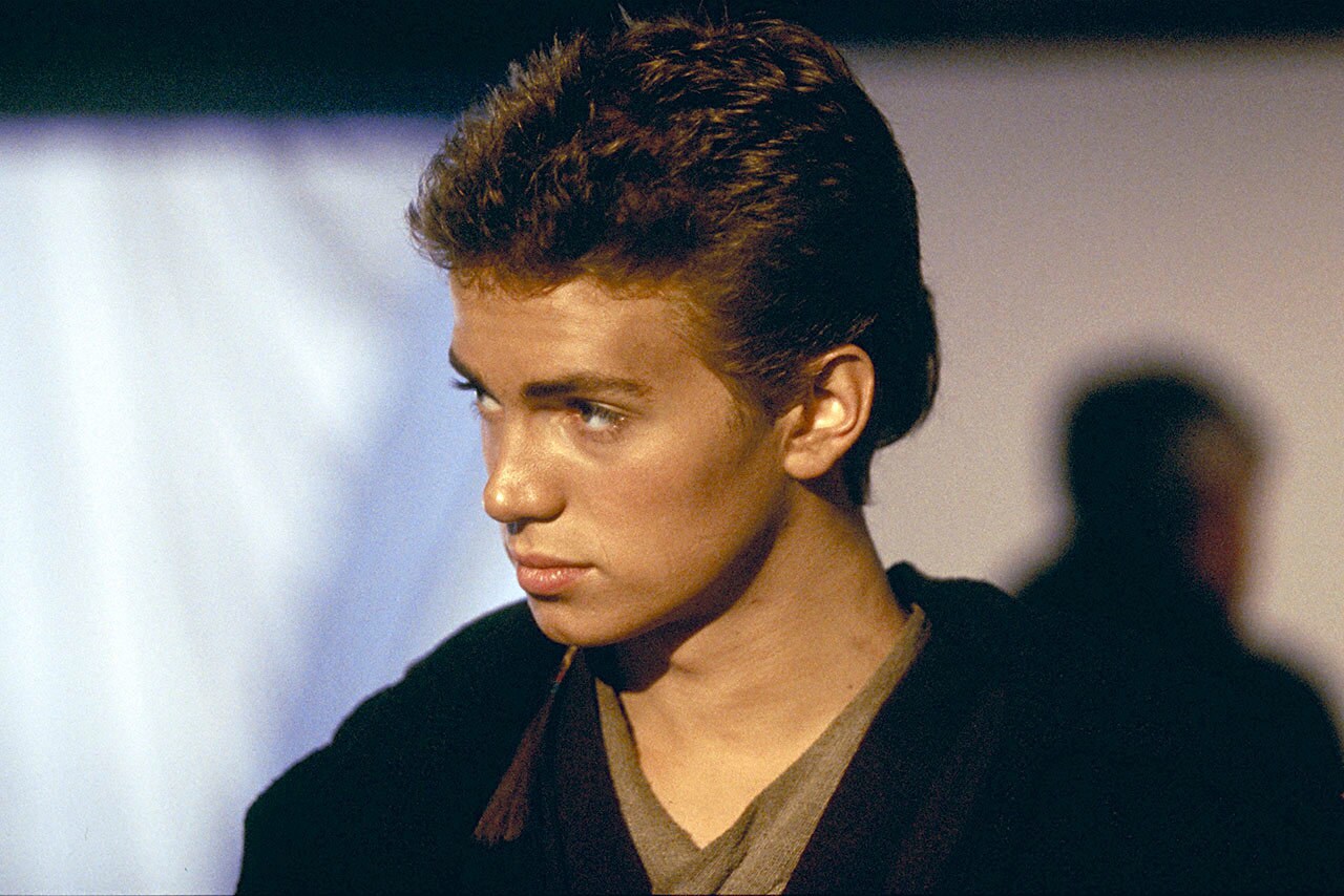 A close up of Anakin in Star Wars: Attack of the Clones