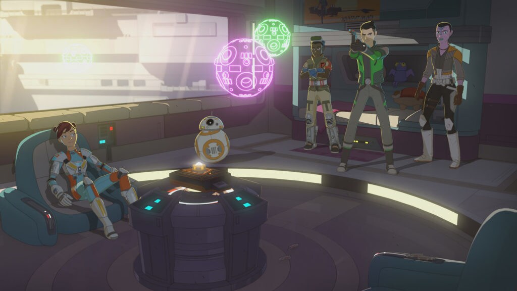 Training remotes in a hologame from Star Wars Resistance.