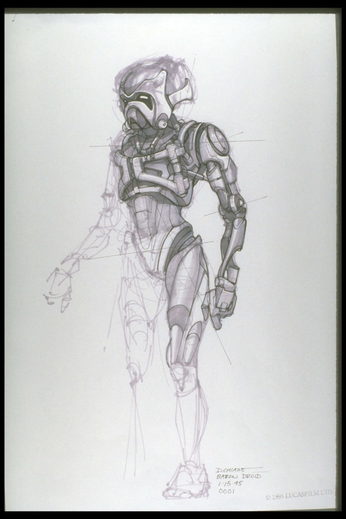 Doug Chiang's original battle droid concept for The Phantom Menace.