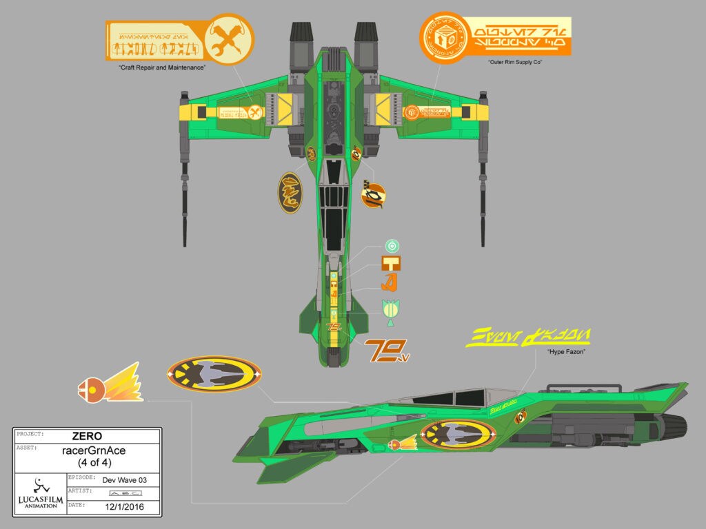 Concept art of the Green Ace from Star Wars Resistance.