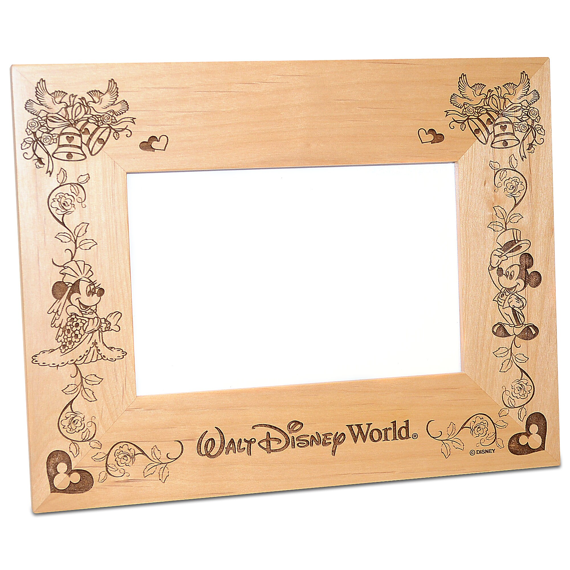 Walt Disney World Minnie and Mickey Mouse Wedding Photo Frame by Arribas - Personalizable