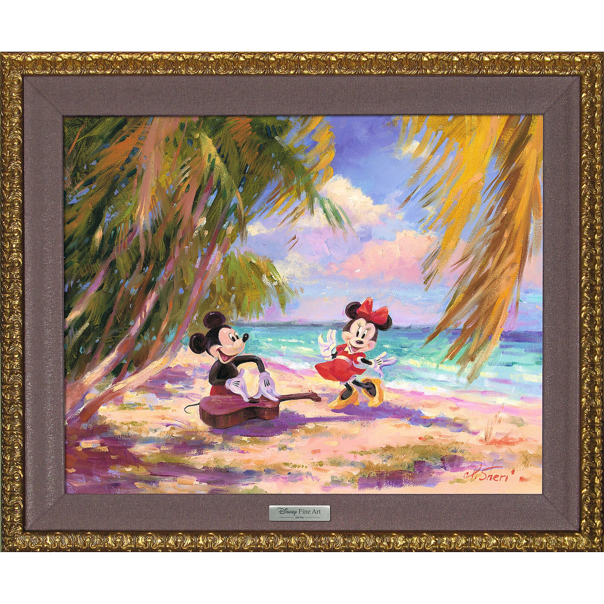 Mickey and Minnie Mouse ''Palm Trees and Island Breeze'' Giclée on Canvas by Irene Sheri - Limited Edition
