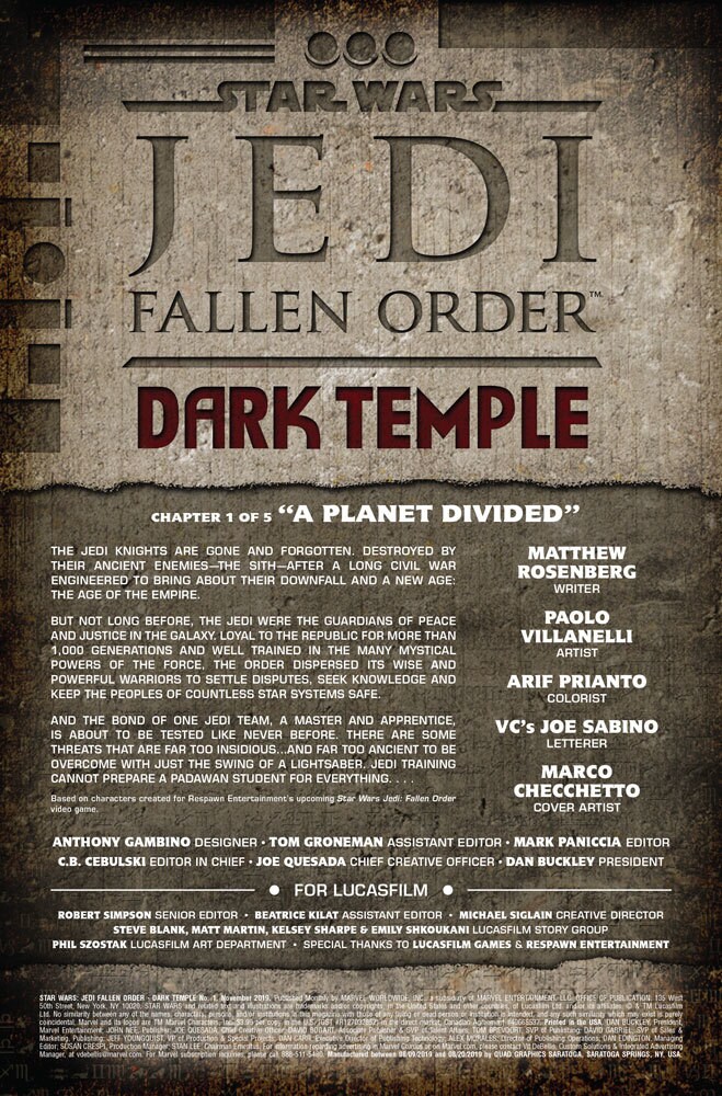 Star Wars: Jedi Fallen Order - Dark Temple (2019) #1