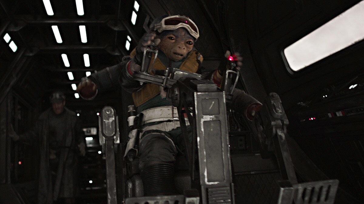 Rio Durant flies a ship in Solo: A Star Wars Story.