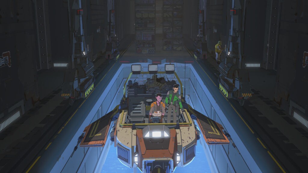 Synara and Kaz on their salvage craft in Star Wars Resistance.