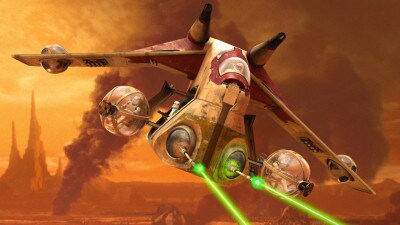 Clone trooper gunship on Geonosis