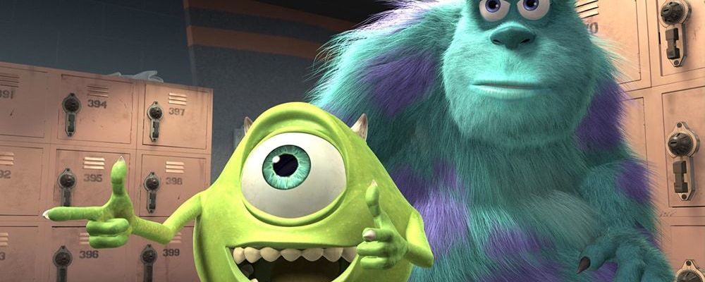 Mike and Sulley from Monsters, Inc. in the locker room.