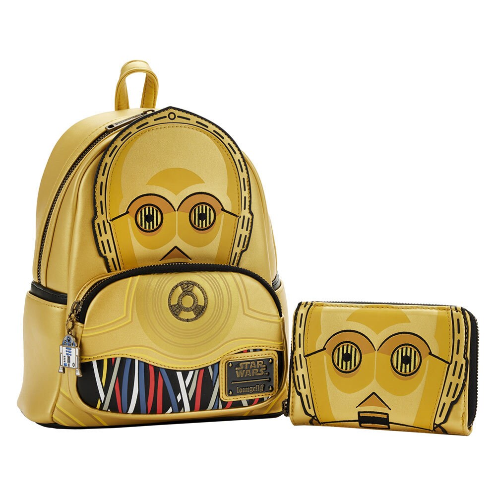 Loungefly C-3PO Mini Backpack and Zip Around Wallet,