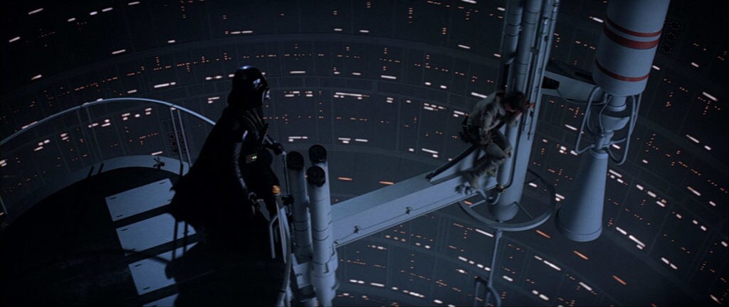 Darth Vader and Luke face off in the Death Star in Star Wars: The Empire Strikes Back.