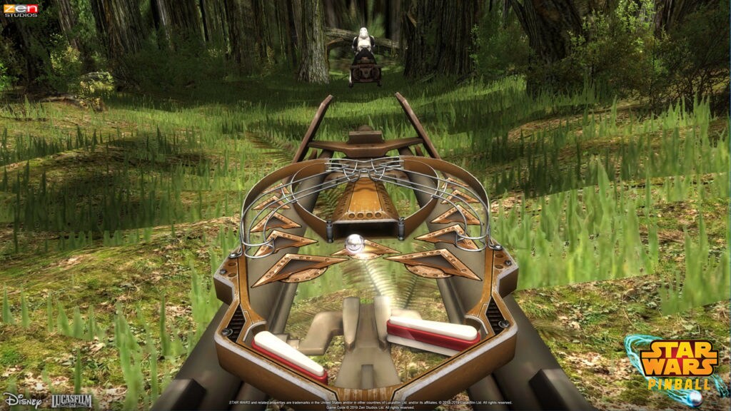 A pinball course featuring the speeder bike chase on Endor