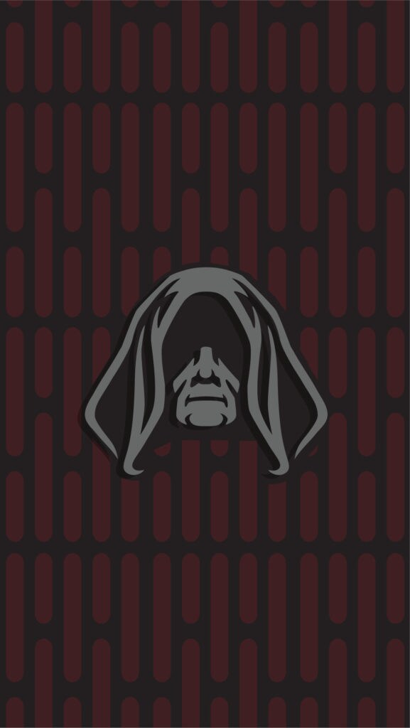 Mobile wallpaper of Emperor Palpatine on a red and black background from starwars.com.