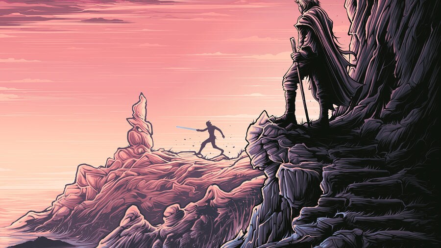Dan Mumford Star Wars: The Last Jedi print - Luke and Rey variant