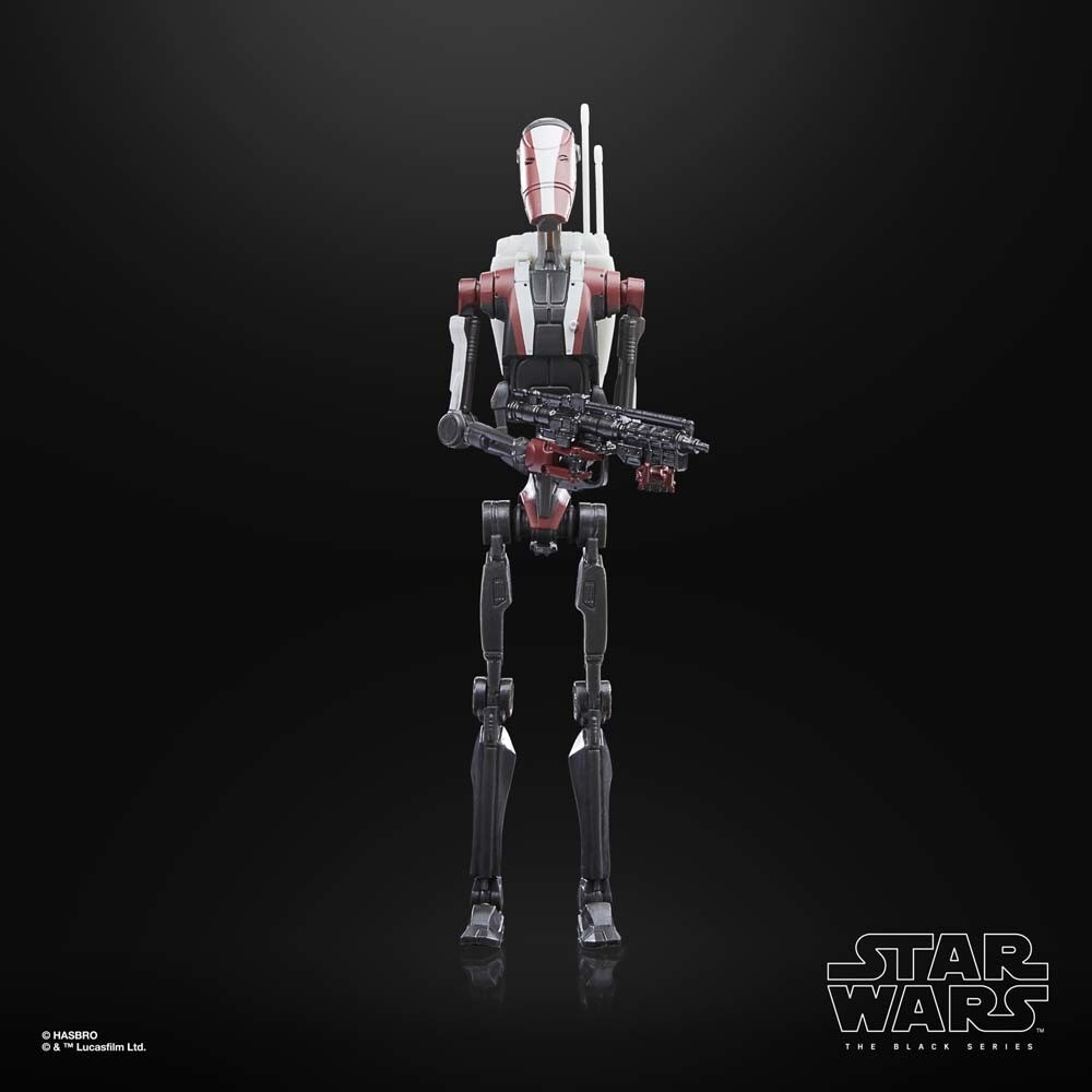 Star Wars: The Black Series Battle Droid with black and red colors from Star Wars Jedi: Survivor.