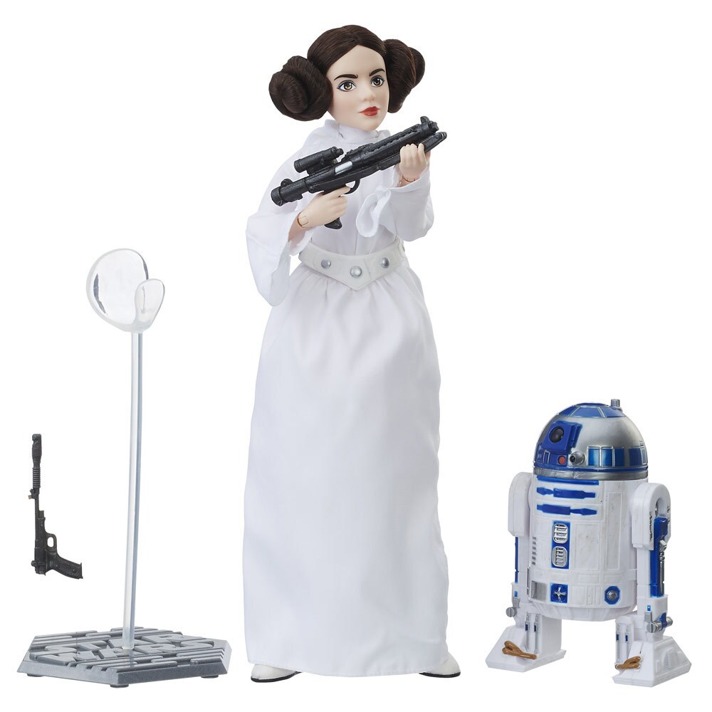 Princess Leia and R2-D2 action figures.