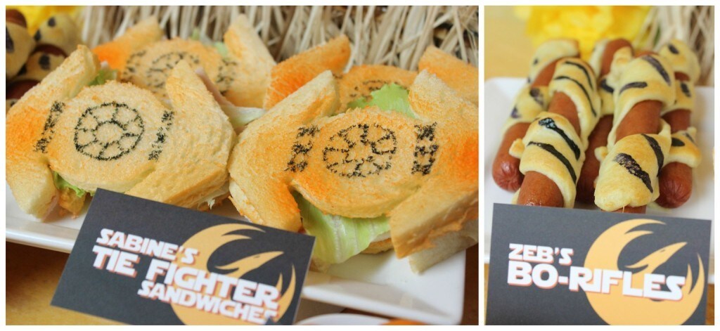 Sabine's Tie fighter Sandwiches and Zeb's bo-rifles