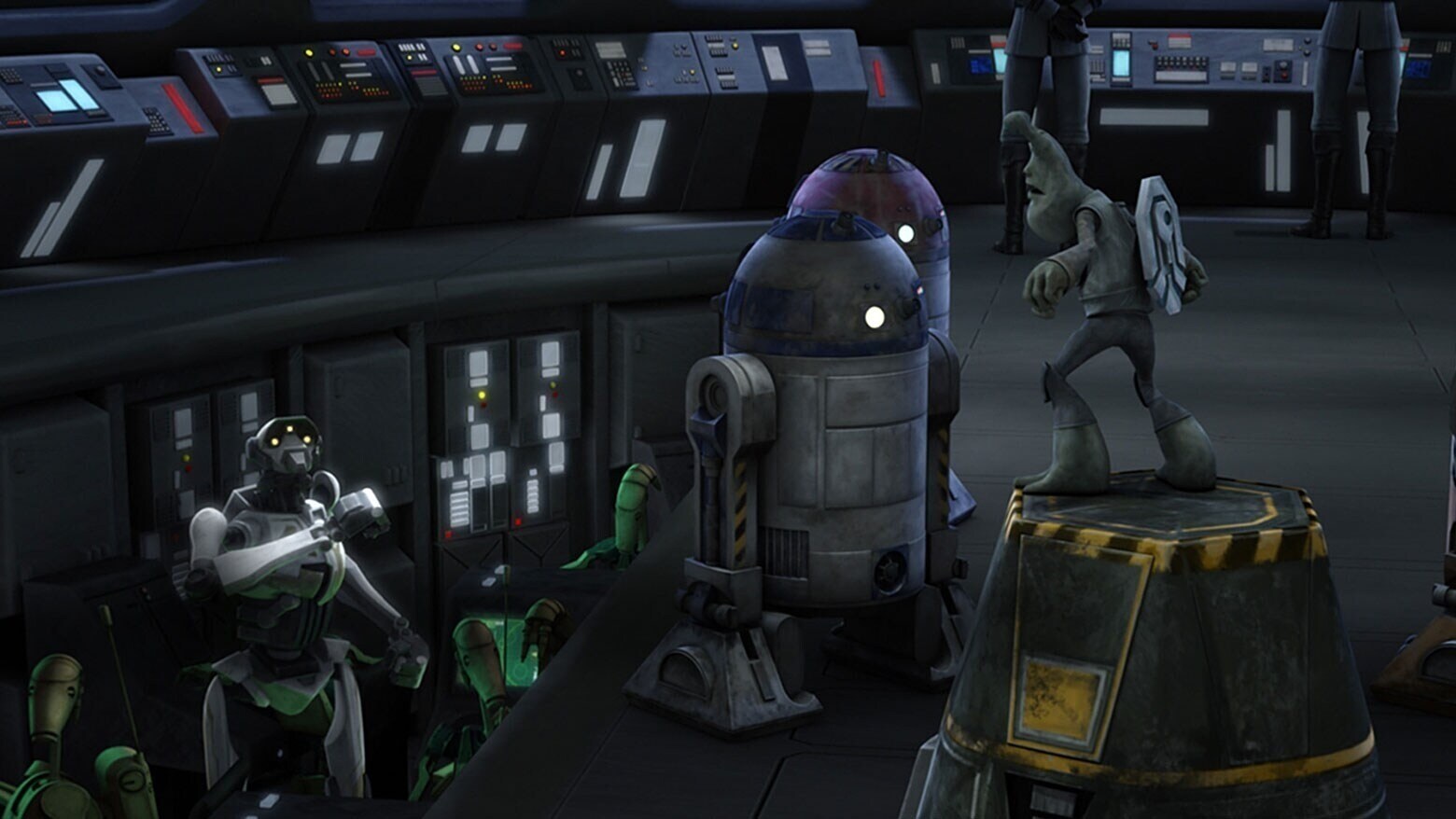 A group of droids in The Clone Wars